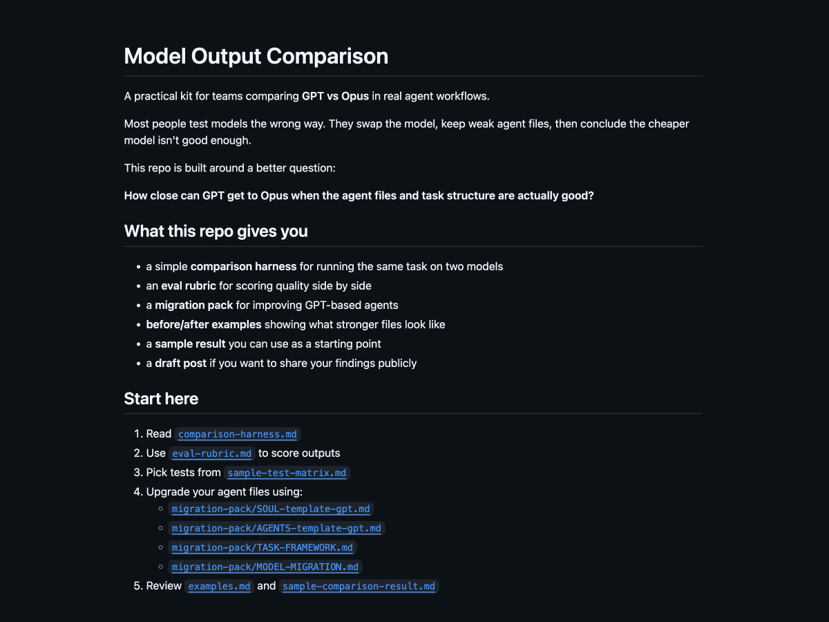 Model Output Comparison